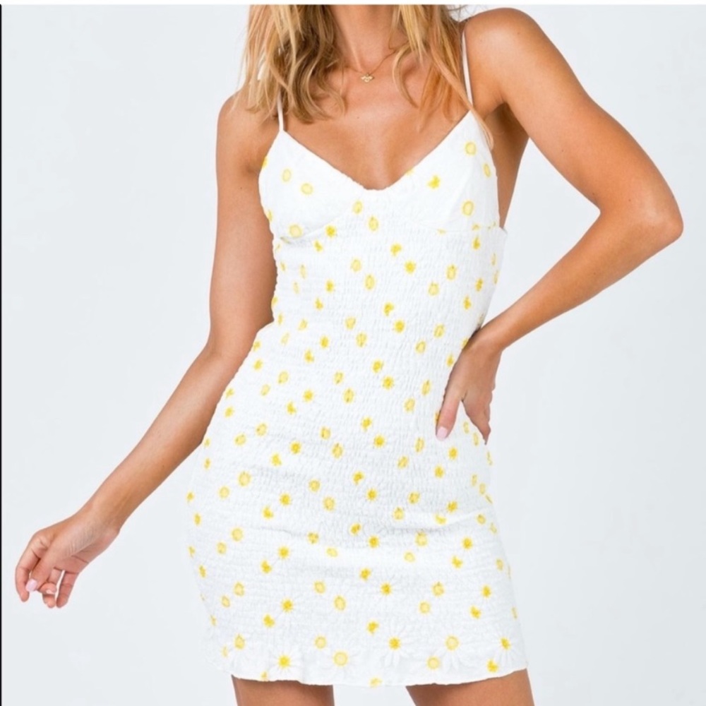 Princess Polly | White and Floral Smocked Zara Mini Dress